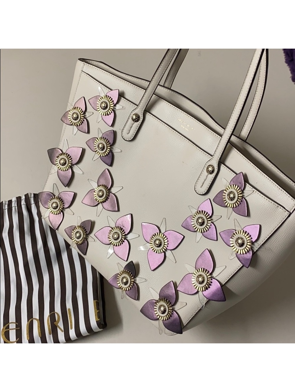 RARE Henri Bendel West 57th Floral Appliqué Tote